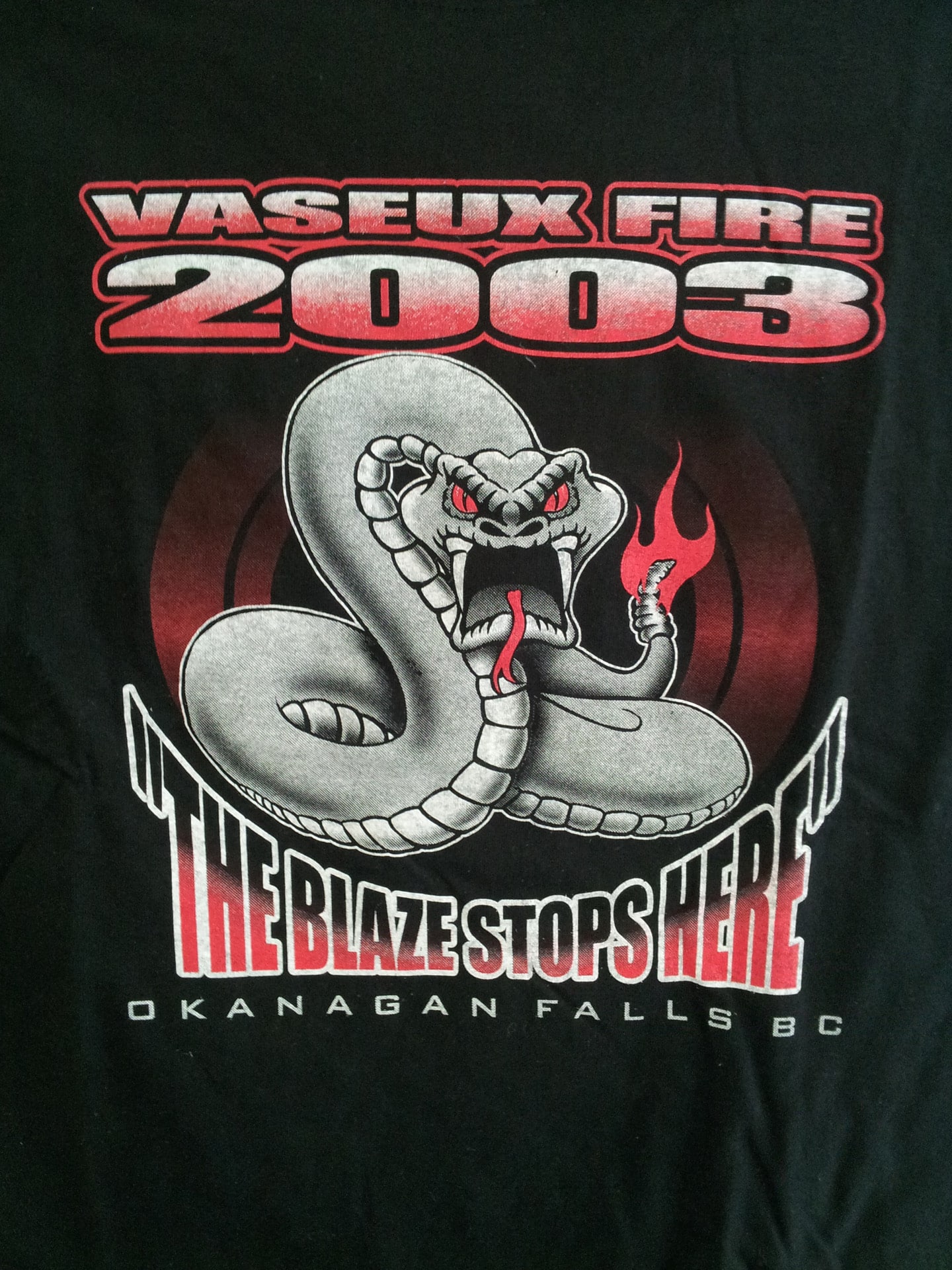 Black shirt featuring the words "Vasqueux Fire" prominently displayed on the front.