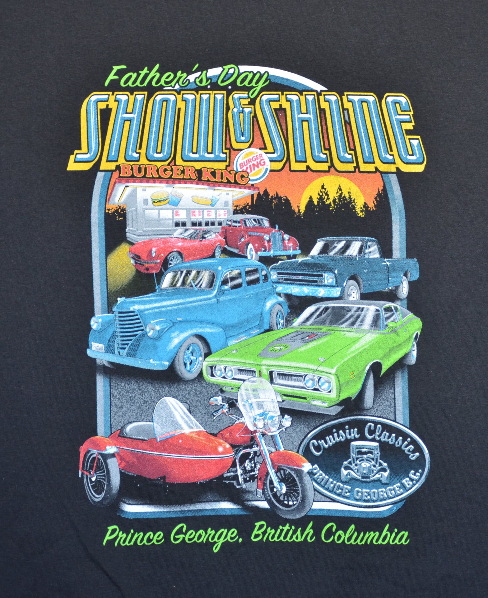 A t-shirt featuring a graphic of a car alongside the text "Car Show."